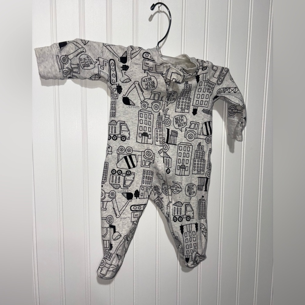 Gray Carter Kids One Piece Construction Print Onesie| Size 3 months paired